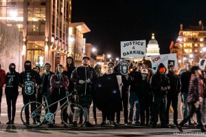 Trent Nelson  |  The Salt Lake Tribune Protesters occupy the intersection of 100 South State Street to protest the police shooting of 17-year-old Abdi Mohamed on Saturday night, Monday February 29, 2016.