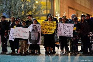 Trent Nelson  |  The Salt Lake Tribune Protesters occupy the intersection of 100 South State Street to protest the police shooting of 17-year-old Abdi Mohamed on Saturday night, Monday February 29, 2016.
