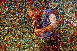 Trent Nelson  |  The Salt Lake Tribune Coldplay, led by singer Chris Martin, performs at Vivint Smart Home Arena, Wednesday August 31, 2016.