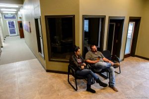 Trent Nelson  |  The Salt Lake Tribune Shawn and Alexandra Stubbs wait their turn to meet with the board of the United Effort Plan trust in hopes of getting a home for their family, in Hildale, Saturday February 11, 2017.