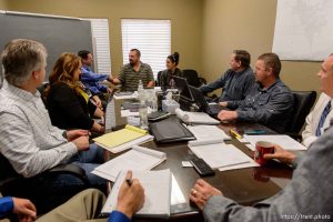 Trent Nelson  |  The Salt Lake Tribune Shawn and Alexandra Stubbs meet with the board of the United Effort Plan trust in hopes of getting a home for their family, in Hildale, Saturday February 11, 2017.