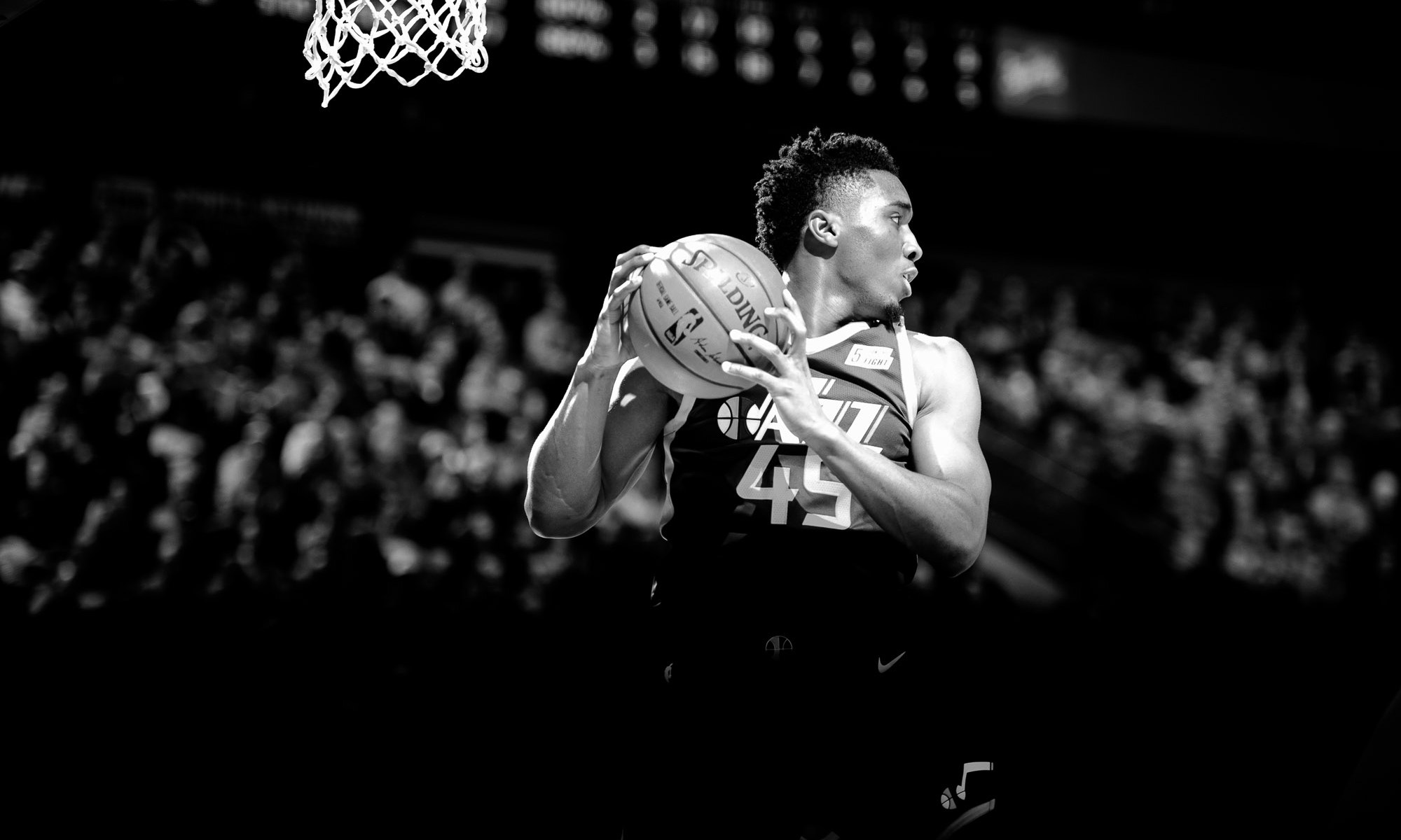 (Trent Nelson | The Salt Lake Tribune)  Utah Jazz guard Donovan Mitchell (45)