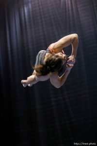 Kristina Baskett, 9.725 on beam. BYU vs. Utah women's college gymnastics, at the Marriott Center