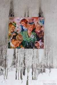 pictures of people partying on damaged wall. work to restore downtown Salt Lake City's historic Stratford Building, which was damaged in a summer fire in 2005.; 2.09.2006