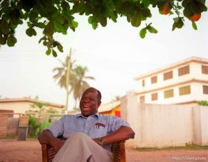 Dr. Edward Kissi in the courtyard of his Deseret Hospital.