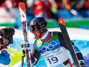 Trent Nelson  |  The Salt Lake Tribune
Aksel Lund Svindal, Norway, gold medal, Men's Super-G, at the XXI Olympic Winter Games in Whistler, Friday, February 19, 2010. tongue