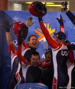 Four-Man Bobsled competition, Saturday afternoon at the Utah Olympic Park, 2002 Olympic Winter Games.; 02.23.2002, 5:51:06 PM