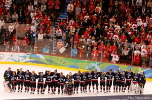 Trent Nelson  |  The Salt Lake Tribune
Silver medal-winning Team USA receives an ovation from the fans. Canada defeats Team USA in the gold medal game, women's Ice Hockey at the Canada Hockey Place, Vancouver, XXI Olympic Winter Games, Thursday, February 25, 2010.