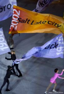 Host city flags. Opening Ceremony, 2002 Olympic Winter Games.; 02.08.2002, 7:08:11 PM