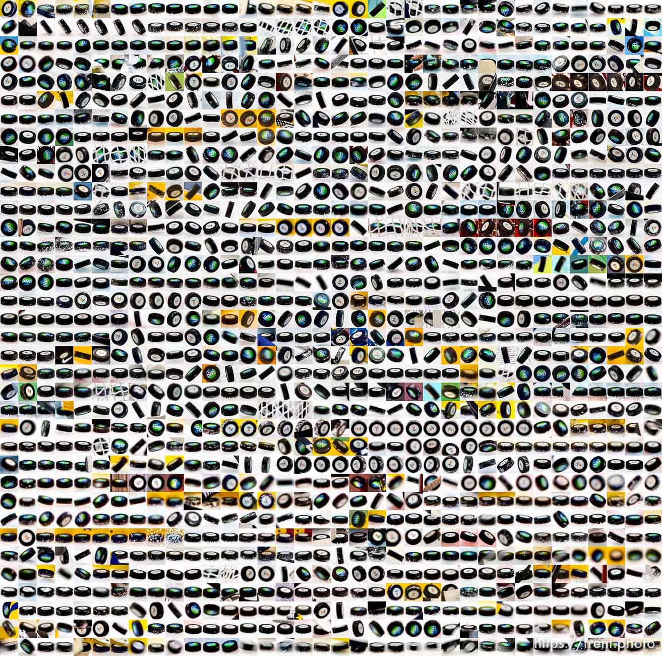 1,296 hockey pucks, Hockey Place, Vancouver, XXI Olympic Winter Games, Friday, February 26, 2010.