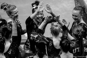 Kari Lee on the beam as the University of Utah Utes host Stanford, college gymnastics at the Huntsman Center in Salt Lake City, Saturday February 21, 2015.
