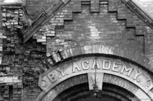 The crumbling facade of Provo's Academy  Square. This particular building, the Education Building, was built in 1891.