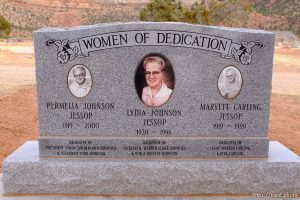 Women of Dedication. Permilia Johnson Jessop, Lydia Johnson Jessop, Maryett Carling Jessop. Isaac W. Carling Memorial Park, Colorado City, Friday March 16, 2018.