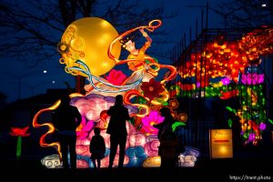 (Trent Nelson | The Salt Lake Tribune)   Dragon Lights SLC, part of the China Lights touring festival, opens on March 23 and continues through May 6 at the Utah State Fairpark. This international cultural experience includes 39 custom-built illuminated exhibits, traditional Chinese handicrafts, dance and acrobatic performances, and a variety of Chinese food and traditional fair food and beverages. Dragon Lights SLC provides an opportunity for the community to explore the ancient culture of China while learning about China today. Wednesday March 21, 2018.