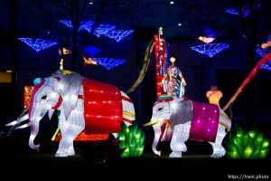 (Trent Nelson | The Salt Lake Tribune)   Dragon Lights SLC, part of the China Lights touring festival, opens on March 23 and continues through May 6 at the Utah State Fairpark. This international cultural experience includes 39 custom-built illuminated exhibits, traditional Chinese handicrafts, dance and acrobatic performances, and a variety of Chinese food and traditional fair food and beverages. Dragon Lights SLC provides an opportunity for the community to explore the ancient culture of China while learning about China today. Wednesday March 21, 2018.