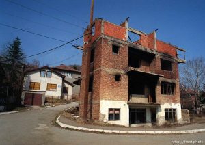 Destruction in Suvi Do, a Serbian enclave in north Mitrovica.