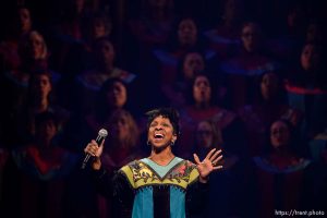 (Trent Nelson | The Salt Lake Tribune)   The dress rehearsal for “Be One,” an event put on by the LDS Church to celebrate the 1978 revelation on the priesthood on its 40th anniversary (which is June 1), in Salt Lake City, Thursday May 31, 2018. Gladys Knight.