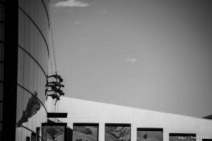 (Trent Nelson | The Salt Lake Tribune)
Bandaloop performs at the Utah Arts Festival in Salt Lake City, Thursday June 21, 2018.