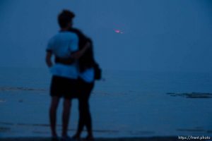 (Trent Nelson | The Salt Lake Tribune)  
Sunset at the Great Salt Lake
. Tuesday July 31, 2018.