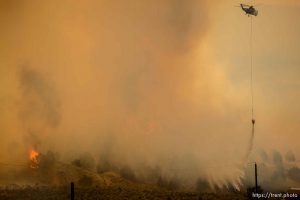 (Trent Nelson | The Salt Lake Tribune)  The Coal Hollow Fire burns along Highway 6 in Utah County, Thursday Aug. 9, 2018.