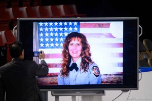 (Trent Nelson | The Salt Lake Tribune)   Funeral services for Jill Robinson, a West Valley City code-enforcement officer killed on the job last week. The service took place at the Maverik Center in West Valley City on Friday Aug. 17, 2018.