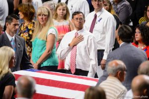 (Trent Nelson | The Salt Lake Tribune)   Funeral services for Jill Robinson, a West Valley City code-enforcement officer killed on the job last week. The service took place at the Maverik Center in West Valley City on Friday Aug. 17, 2018.