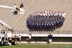 Trent Nelson  |  The Salt Lake Tribune
Utah State University football media day at Romney Stadium in Logan, {utah}, Wednesday, August 10, 2011.