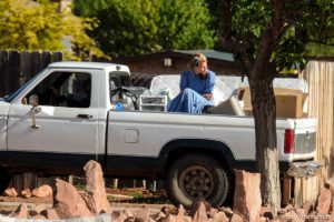 Trent Nelson  |  The Salt Lake Tribune Facing a looming eviction from a UEP Trust home in Colorado City, Ariz., FLDS women move some of their belongings, Monday May 8, 2017.
