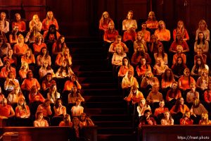 Trent Nelson  |  The Salt Lake Tribune Youth choir. The general women’s session — the first event in LDS General Conference — will have speakers, choirs and a lot of people on Temple Square  Saturday September 24, 2016.
