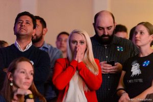 Trent Nelson  |  The Salt Lake Tribune Reaction to results in the Presidential election at the Utah Democrats Election Night Party at the Sheraton Hotel in Salt Lake City, Tuesday November 8, 2016.