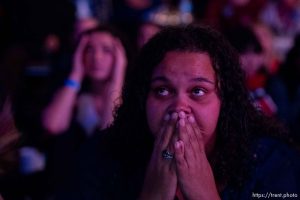 Trent Nelson  |  The Salt Lake Tribune Crystal Evans at the Utah Democrats Election Night Party at the Sheraton Hotel in Salt Lake City, Tuesday November 8, 2016.