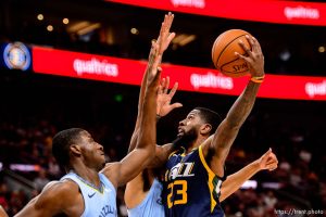 (Trent Nelson | The Salt Lake Tribune)   Utah Jazz forward Royce O'Neale (23). Utah Jazz vs Memphis Grizzlies, NBA basketball in Salt Lake City on Friday Nov. 2, 2018.