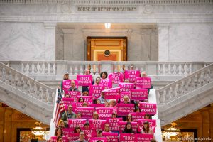 (Trent Nelson  |  The Salt Lake Tribune)  
Planned Parenthood Association of Utah and the ACLU of Utah hold a news conference on Utah's pending 18-week abortion ban, at the Utah Capitol in Salt Lake City on Wednesday April 10, 2019.