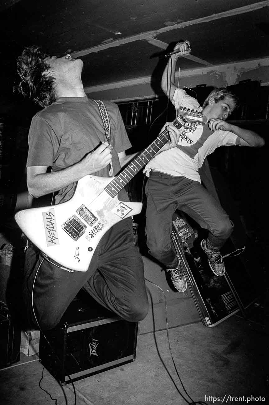 Rabid Lassie practice in Trent's garage.