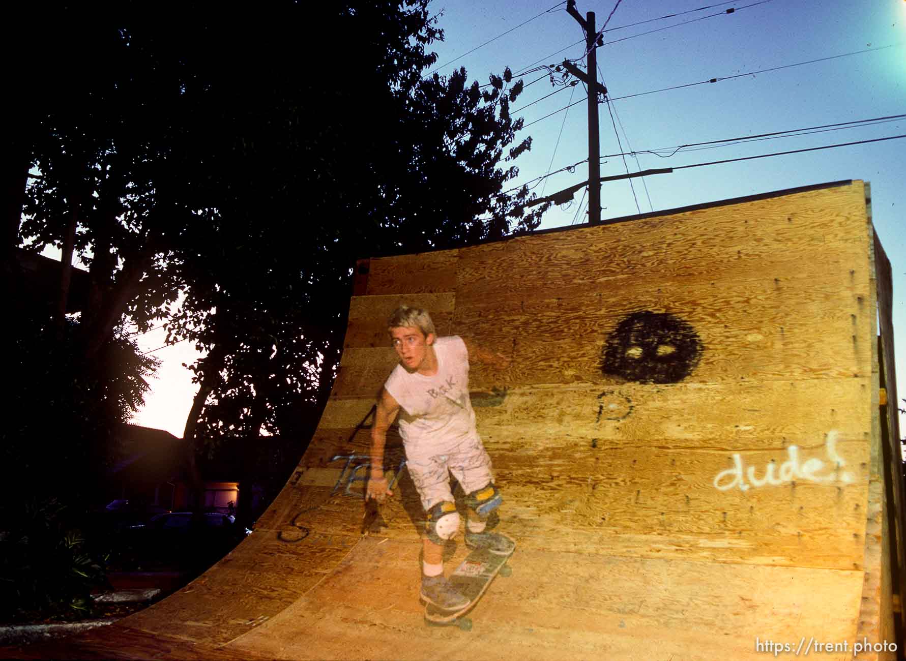 Joey skateboarding Terry's ramp.