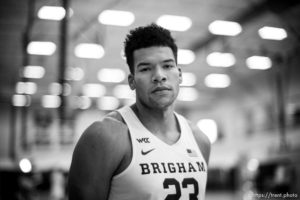 (Trent Nelson  |  The Salt Lake Tribune)  
BYU basketball player Yoeli Childs in Provo on Wednesday Oct. 9, 2019.