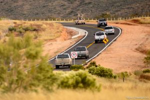 (Trent Nelson  |  The Salt Lake Tribune) A convoy of family members makes its way to La Mora, Sonora, with an escort of vehicles from the federal police and Mexican military on Wednesday Nov. 6, 2019.