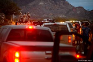 (Trent Nelson  |  The Salt Lake Tribune) A convoy of family members makes its way to La Mora, Sonora, with an escort of vehicles from the federal police and Mexican military on Wednesday Nov. 6, 2019.