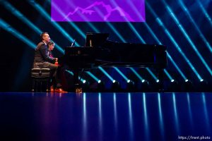 (Trent Nelson  |  The Salt Lake Tribune) Brad Mortensen performs a duet with Ling-Yu Lee at his inauguration as the president of Weber State University in Ogden on Tuesday, Jan. 7, 2020.