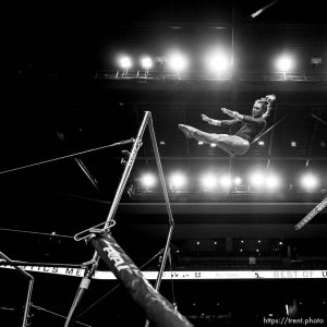 (Trent Nelson  |  The Salt Lake Tribune) BYU at the Best of Utah NCAA Gymnastics Meet in West Valley City on Saturday, Jan. 11, 2020.