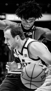 (Trent Nelson  |  The Salt Lake Tribune) Utah Jazz forward Joe Ingles (2) defended by Sacramento Kings forward Marvin Bagley III (35) as the Utah Jazz host the Sacramento Kings, NBA basketball in Salt Lake City on Saturday, Jan. 18, 2020.