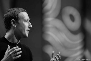 (Trent Nelson  |  The Salt Lake Tribune) Facebook CEO Mark Zuckerberg speaks at the Silicon Slopes Tech Summit in Salt Lake City on Friday, Jan. 31, 2020.