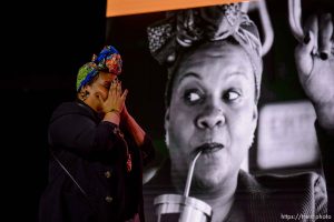 (Trent Nelson  |  The Salt Lake Tribune) Radha Blank reacts to winning the U.S. Dramatic Directing Award for her film The 40-Year-Old Version at the Awards Night Ceremony for the Sundance Film Festival in Kimball Junction on Saturday, Feb. 1, 2020.