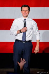 (Trent Nelson  |  The Salt Lake Tribune) Democratic presidential candidate Pete Buttigieg speaks at The Union Event Center in Salt Lake City on Monday, Feb. 17, 2020.