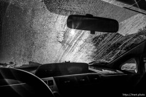 ice on windshield on Monday, March 2, 2020.