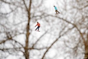 (Trent Nelson  |  The Salt Lake Tribune) Skiers at Snowbird on Friday, March 13, 2020.