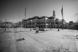 (Trent Nelson  |  The Salt Lake Tribune) An empty plaza at The Conference Center in Salt Lake City just before The Church of Jesus Christ of Latter-day Saints holds General Conference on Saturday, April 4, 2020. The area would usually be packed with tens of thousands of conferencegoers. But because of the coronavirus pandemic, no public attendance is permitted. In fact, the conference is coming from a 