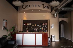 (Trent Nelson  |  The Salt Lake Tribune)  Golden Tan in Salt Lake City, closed and empty on Tuesday, April 7, 2020.