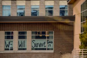 (Trent Nelson  |  The Salt Lake Tribune) A sign at the Ridge Foothill retirement community reads, 