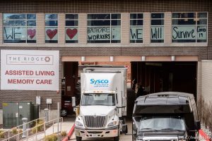 (Trent Nelson  |  The Salt Lake Tribune) A sign at the Ridge Foothill retirement community reads, 